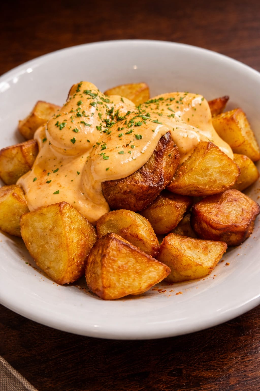 Ración de patatas bravas de Casa Paco