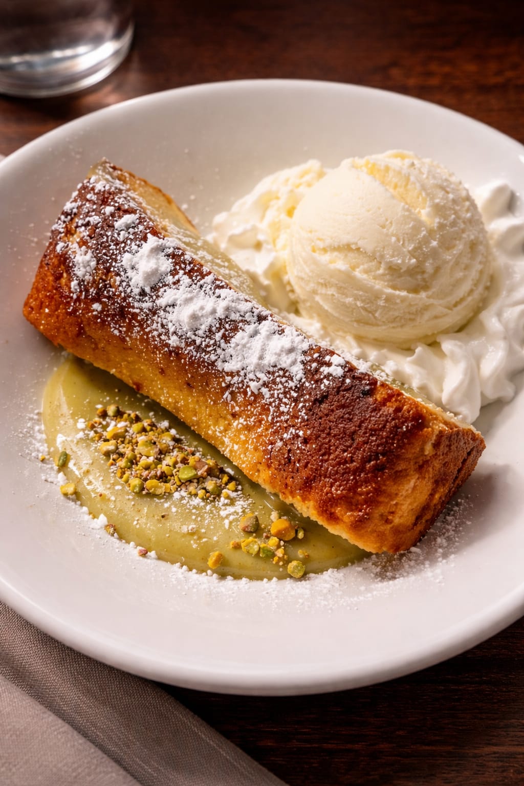 Torrija de brioche con helado de galleta
